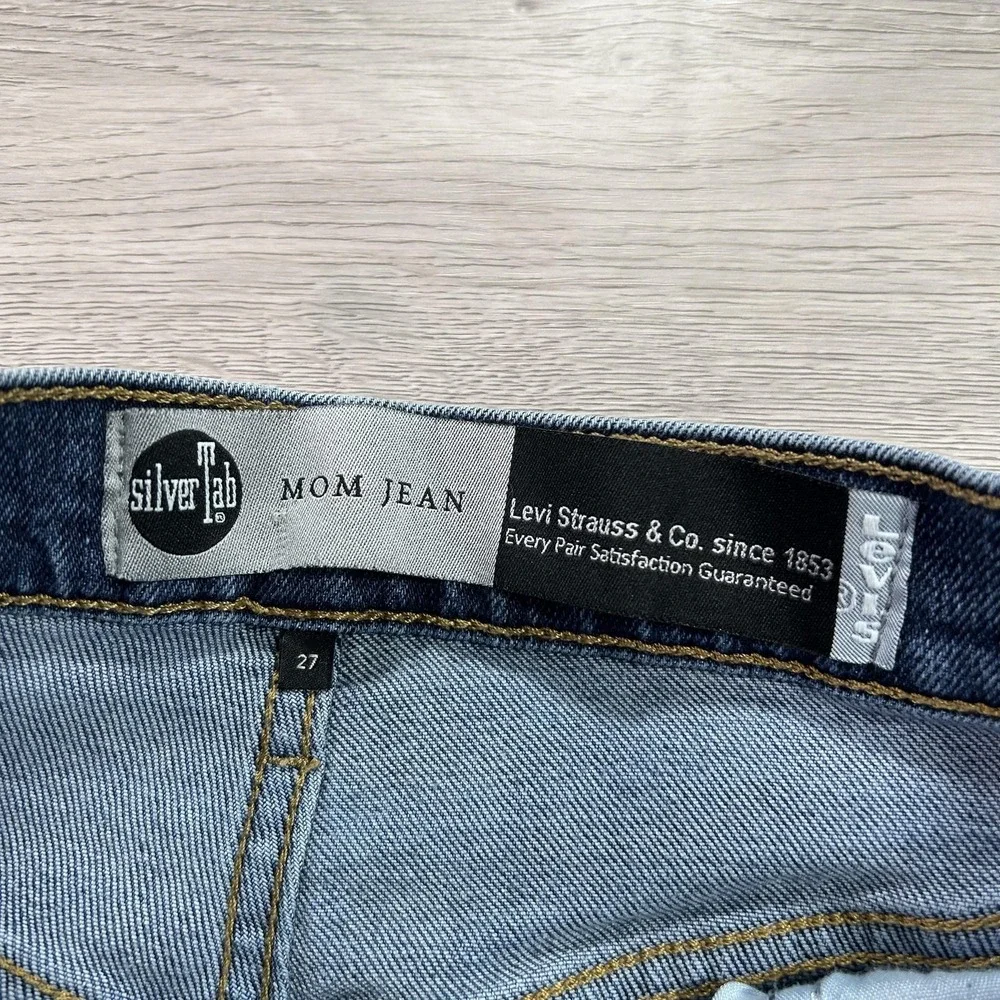 Levis SilverTab Mom Jean Jeans Womens 27x27 Blue High Rise Tapered Leg‎ Denim - Picture 6 of 15